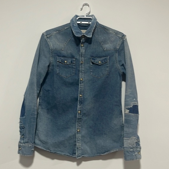 AllSaints distressed denim shirt - Picture 3 of 6